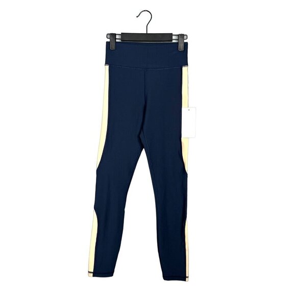 NWT Calme by Johnny Was Endurance Color Blocked Legging Navy Cream XS - Picture 4 of 11